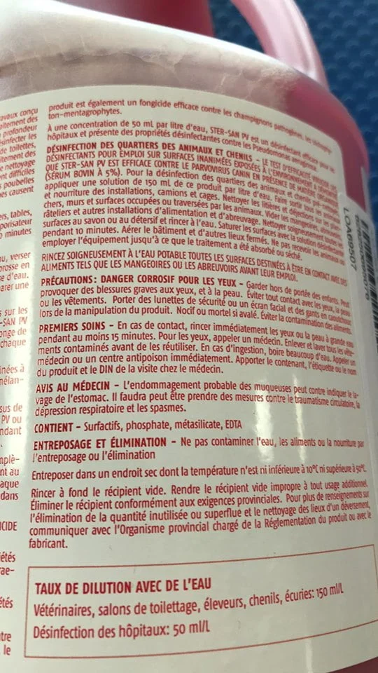 Loona Ster-San PV concentré 4 Litres, Désinfectant fongicide, virucide sans rinçage