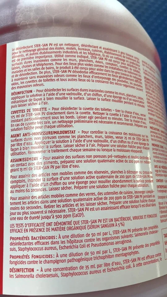 Loona Ster-San PV concentré 4 Litres, Désinfectant fongicide, virucide sans rinçage