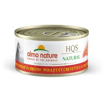 Conserve pour chat, Hqs Natural Poulet et Crevette au Bouillon, Almo Nature 70g